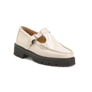 GH BASS Beige Patent Leather Mary Jane Superlug Platform Loafers